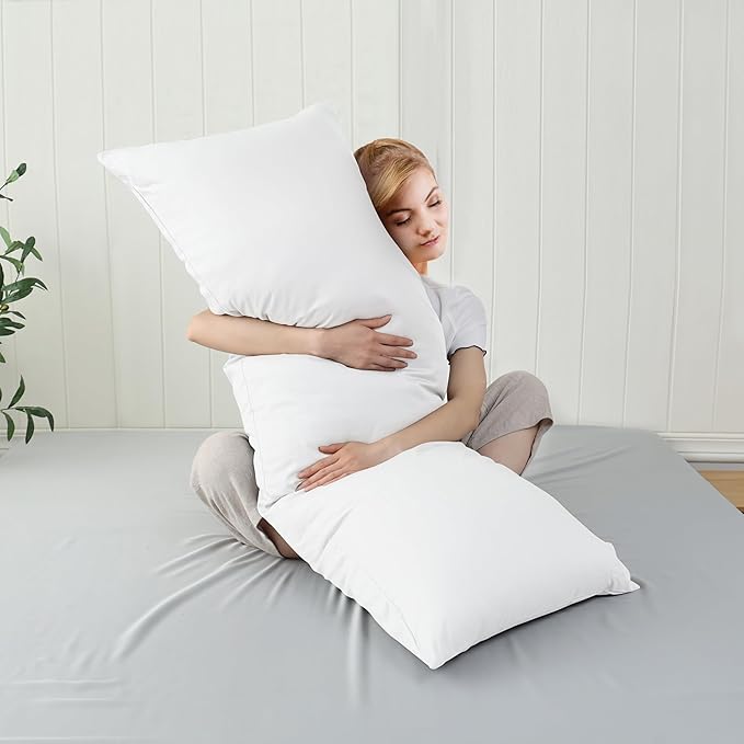100% Cotton Soft Body Pillow Protectors with Invisible Zipper 20X54 Inches Body Pillow Cases, 600 Thread Count Soft Pillow Cases, White Color 1-Pack