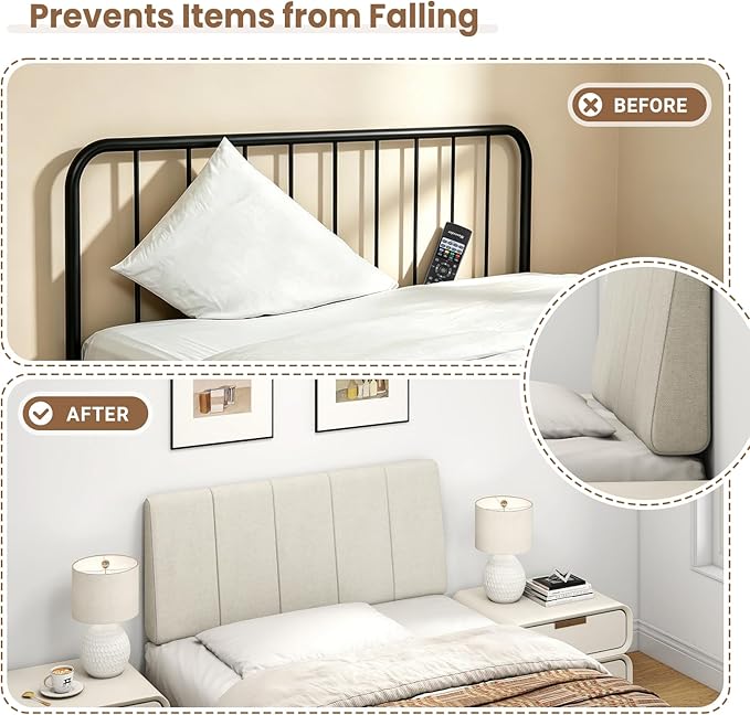 Twin Size Headboard Only-No Assembly, Upholstered Headboard Twin Size Linen Fabric Modern Style Headboards Extra-Thick, Beige