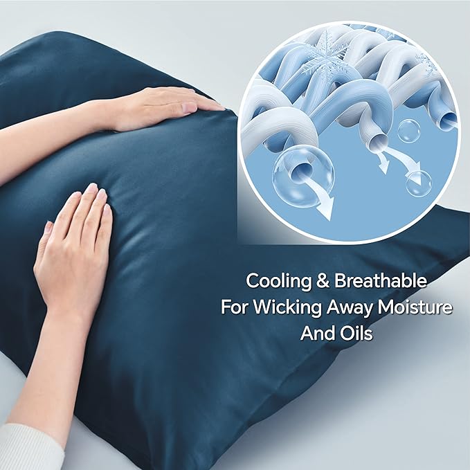 BEDELITE Body Pillow Cover, Navy Blue, 20x54 Inches, Rayon Made from Bamboo, Breathable & Silky Soft, Cooling Body Pillow Cover for Hot Sleepers, Night Sweats
