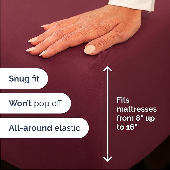 Queen 6 Piece Sheet Set - Comfy, Breathable & Cooling - Hotel Luxury Bedding for Women, Men, Kids, Teens & Children - 1 Flat & 1 Fitted Sheet & 4 Pillowcases w/ Deep Pockets - Wrinkle Free - Burgundy