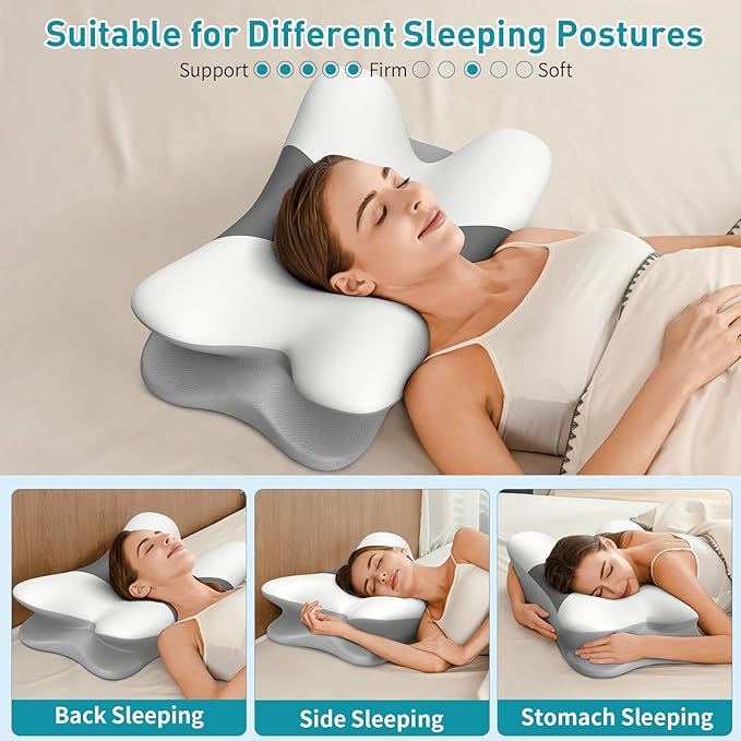 Besyodo Cervical Pillow for Neck Pain Relief - Ergonomic Neck Pillow for Sleeping, Contour Memory Foam Pillows Side Sleeper Pillow for Neck Support, Bed Pillow for Back Stomach Sleepers