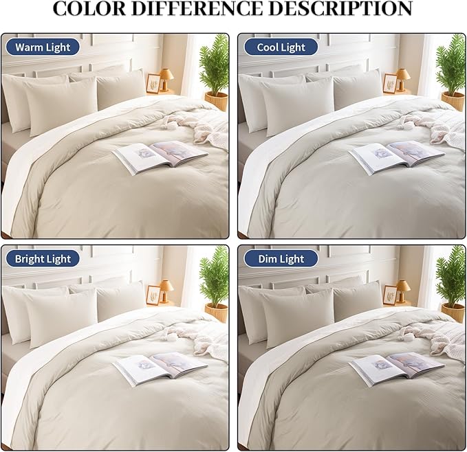 NEXHOME PRO 100% Washed Cotton Duvet Cover Twin Size, Ogranic Natural Linen Feel Breathable Bedding Set with Zipper Closure, 2 Pieces Duvet Cover Set Linen (No Comfortert) 6890
