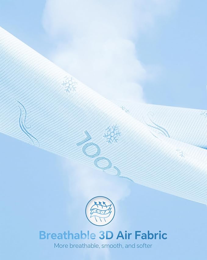 Premium Cooling King Size Mattress Protector - 100% Waterproof & Breathable Cool 3D Air Fabric Bed Mattress Cover, Ultra Soft Noiseless Mattress Pad for 8"-21" Deep Pocket, Machine Washable (White)