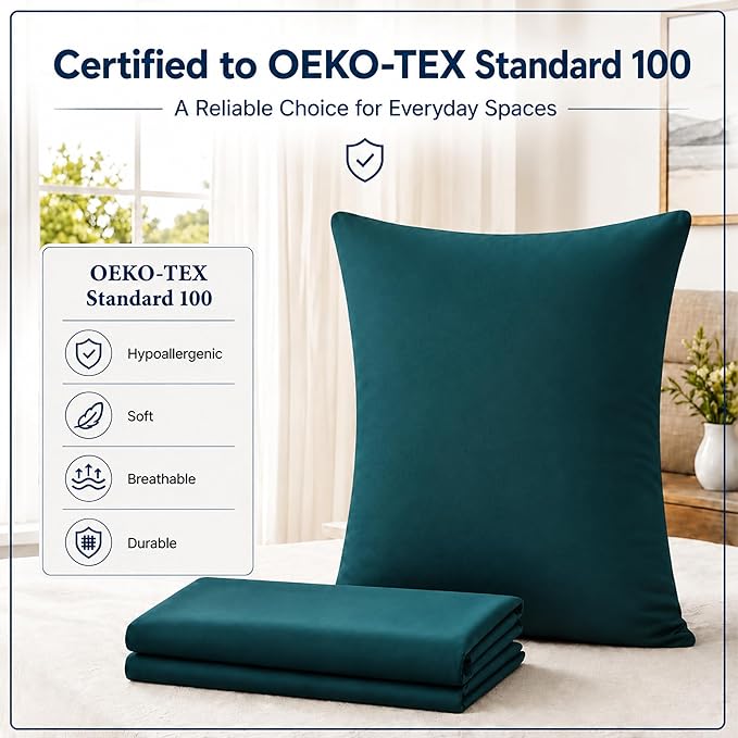 ZPECC Pillow Cases Queen Size Set of 4, 20x30 Envelope Closure Pillowcases, Soft Plain Brushed Microfiber Covers Hypoallergenic Breathable, Teal