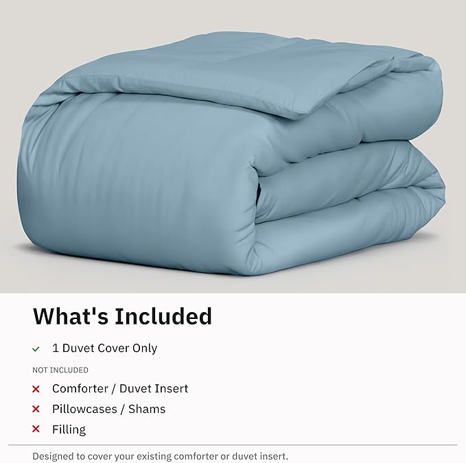 King Size Duvet Cover Only - Premium 400 Thread Count, Natural 100% Cotton Duvet Cover King, Soft Sateen Weave, Button Closure and Corner Ties - Sky Blue