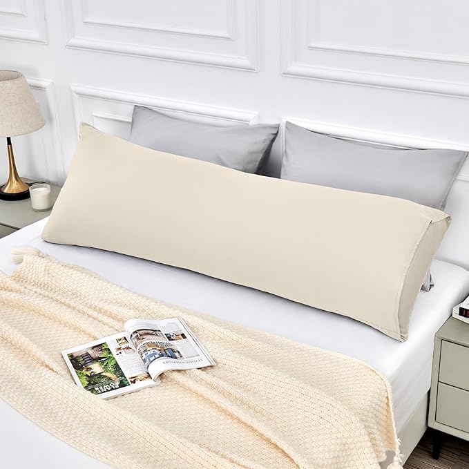 Warmstar Cotton Body Pillow Cover 1 Pack, 600 Thread Count Body Pillow case 20"x54"Soft Breathable with Envelope Closure,Ivory White