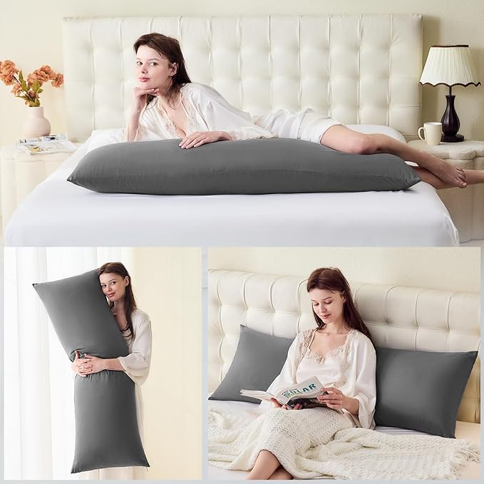 DOWNSTORIA Body Pillow Pillowcase, Ultra Soft Microfiber Long Pillow Cover, Envelope Closure Large Pillow Cases 20x54 inch (Dark Gray)