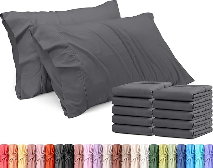Utopia Bedding King Pillow Cases - 12 Pack - Envelope Closure - Soft Brushed Microfiber Fabric - Shrinkage and Fade Resistant Pillow Covers King Size 20 X 40 Inches (King, Grey)
