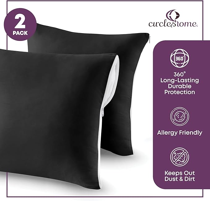 CIRCLESHOME Throw Pillow Protectors - 100% Cotton Breathable Pillowcases - 22 X 22 Square Pillowcases - Protects Pillows from Dirt, Dust and Debris (Square Pillow - 4 Pack- 22x22)