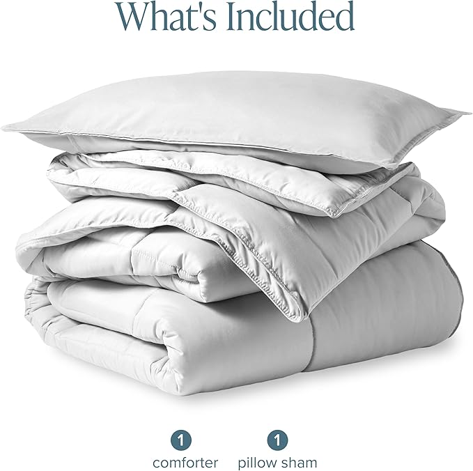 Bare Home Comforter Set - Twin/Twin Extra Long Size - Ultra-Soft - Goose Down Alternative - Premium 1800 Series - All Season Warmth (Twin/Twin XL, Cloud Grey)