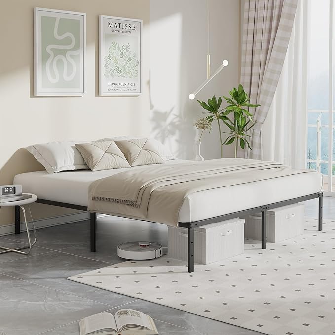 OLIXIS Full Bed Frame, Heavy Duty Sturdy 12 Inch Metal Platform Bed Frames, Enhanced Stability & Noise-Free, Under-Bed Storage, No Box Spring Needed, Easy Assembly