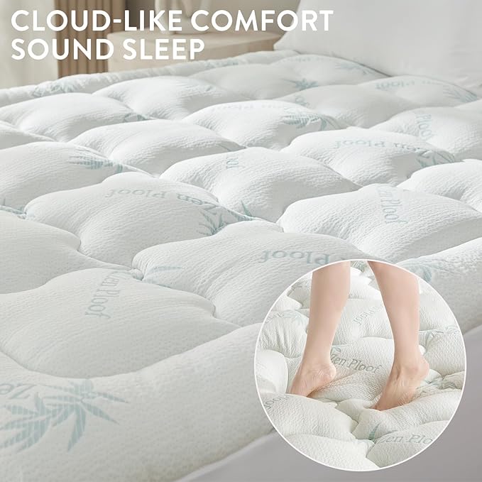 Surefit Ultra Soft Waterproof Mattress Topper, Pillow Top Mattress Pad, Back Pressure Relief, Viscose Derived from Bamboo, Naturally Cooling for Hot Sleepers, Twin 39x75