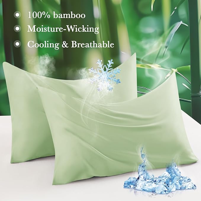 Curved Pillow Case King Size, Side Sleeper Pillow Cases Cover Cooling Rayon Derived from Bamboo with Zipper for hot Sleepers Hair and Skin, Breathable Silky Soft Pillowcase 1 Pack 20 * 36 Inches