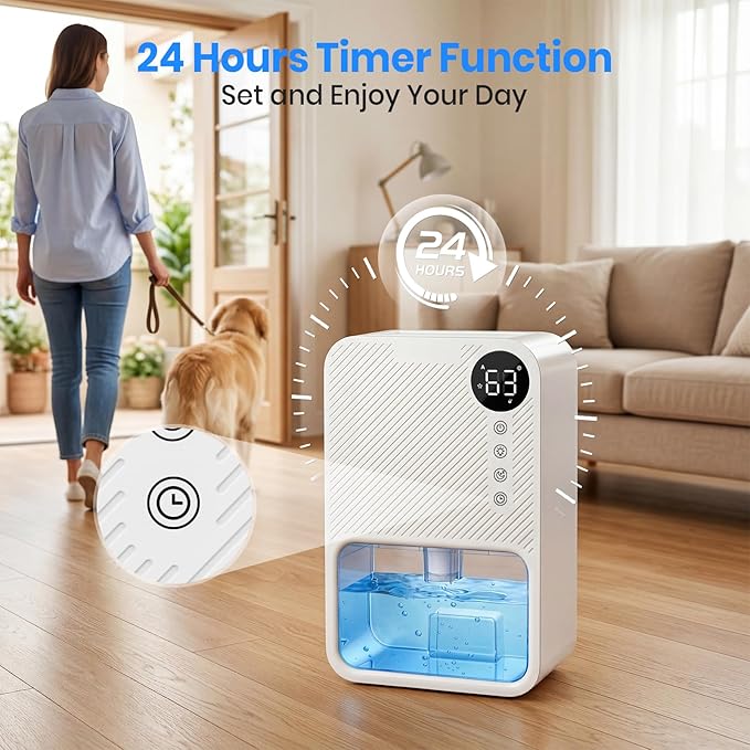Dehumidifier,128oz Visible Water Tank 1000 sq.ft Dehumidifier for Home – Quiet Portable Unit with 24-Hour Timer, Auto Shut-off, Sleep Mode & 7-Color Night Light for Bathroom, Bedroom, Basement, RV