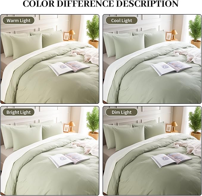 NEXHOME PRO Twin Duvet Cover Set – 100% Certified Organic Cotton with Washed Feel & Linen-Like Texture, Comfortable & Breathable, Home Bedding Set Sage Green (No Comforter)