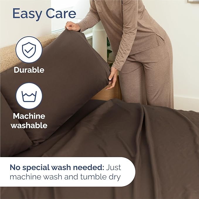 Split King Size 5 Piece Sheet Set - Comfy Breathable & Cooling Sheets - Hotel Luxury Bed Sheets for Women & Men - Deep Pockets, Easy-Fit, Soft and Wrinkle Free Sheets - Brown Oeko-Tex Bed Sheet Set
