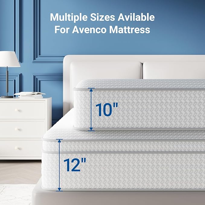 Avenco Full Size Mattress 12 Inch in a Box, Medium Plush Full Mattresses with Pocket Spring Smarts Coil Hybrid Colchones for Pressure Relief, CertiPUR-US Certified