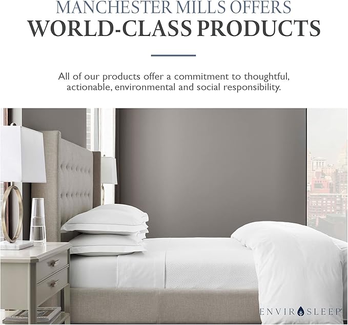 Envirosleep Dream Surrender Medium Support Pillows - Hypoallergenic Polyester Filled Cotton Shell Pillow Set, Queen Size 2 Pillow Set for Hotel or Home Use, by Manchester Mills