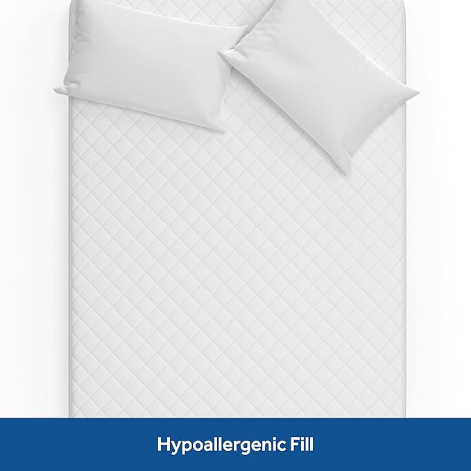 Sealy Luxury 100% Cotton Soft Top Layer, High Loft Comfort EternaLoft Fiberfill, Durable Stretch Corners Mattresses 18 Inches Deep Machine Washable Fitted Mattress Pad, Twin Size, White