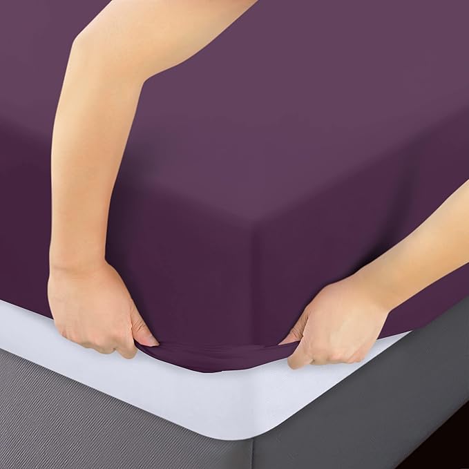 Utopia Bedding Twin XL Fitted Sheets - Bulk Pack of 2 Bottom Sheets - Soft Brushed Microfiber - Deep Pockets - Shrinkage & Fade Resistant - Easy Care (Twin XL, Purple)