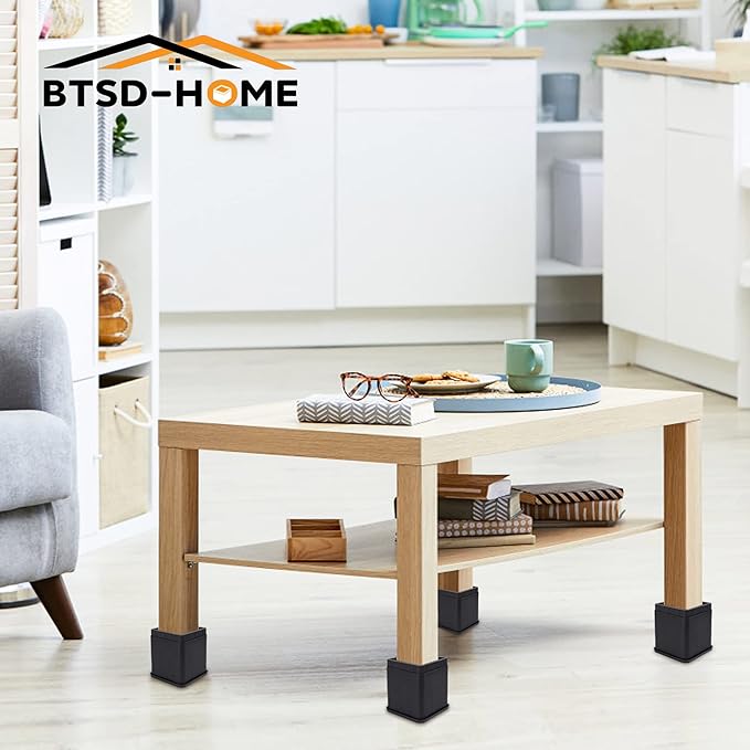 BTSD-home 4 inch or 8 inch Bed Risers Heavy Duty Stackable Furniture Risers Bed Lifts Risers for Couch, Sofa, Desk or Table Legs Extenders 8 Pack