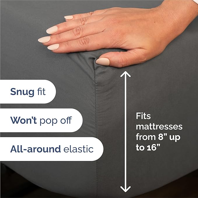 Split King 7 Piece Sheet Set - Comfy, Breathable & Cooling - Soft Hotel Luxury Bedding for Women, Men, Kids, Teens and Children - 1 Flat & 2 Fitted Sheets & 4 Pillowcases with Deep Pockets - Charcoal