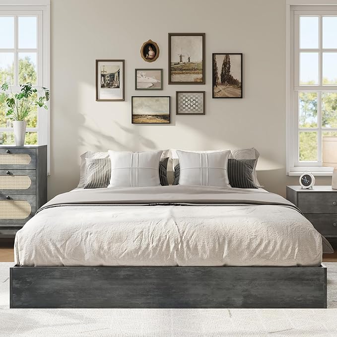 IDEALHOUSE Platform Bed Frame Twin XL Size,Wooden Slat Support,No Box Spring Needed, Easy Assembly