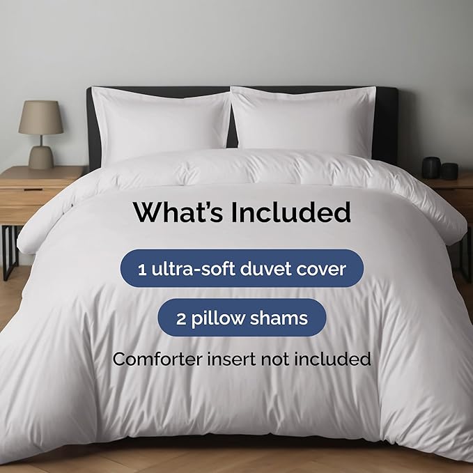 Duvet Cover Full Size Set - Extra Soft Full Duvet Cover 80" x 90" with 2 Pillow Shams - Hotel Luxury, Easy Care & Fade Free w/ Zipper Closures & Ties - All Season, Comfy and Breathable (French Grey)