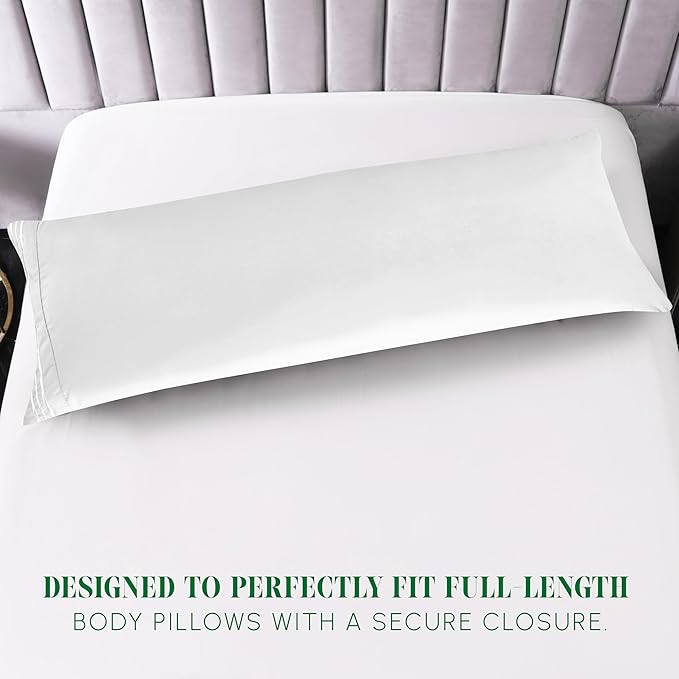 Elegant Comfort Luxury Ultra-Soft 1-Piece Body Pillowcase - 1500 Premium Hotel Quality Microfiber Double Brushed - Wrinkle Resistant, Body Pillowcase Size, White