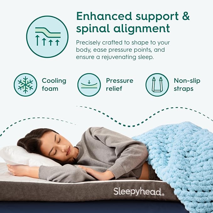 Sleepyhead Twin XL 2 Inch Mattress Topper for College Dorm Beds, Cooling Gel Memory Foam, Pressure-Relieving Comfort, Removable Washable Cover, CertiPUR-US® Certified (XL Twin 2")