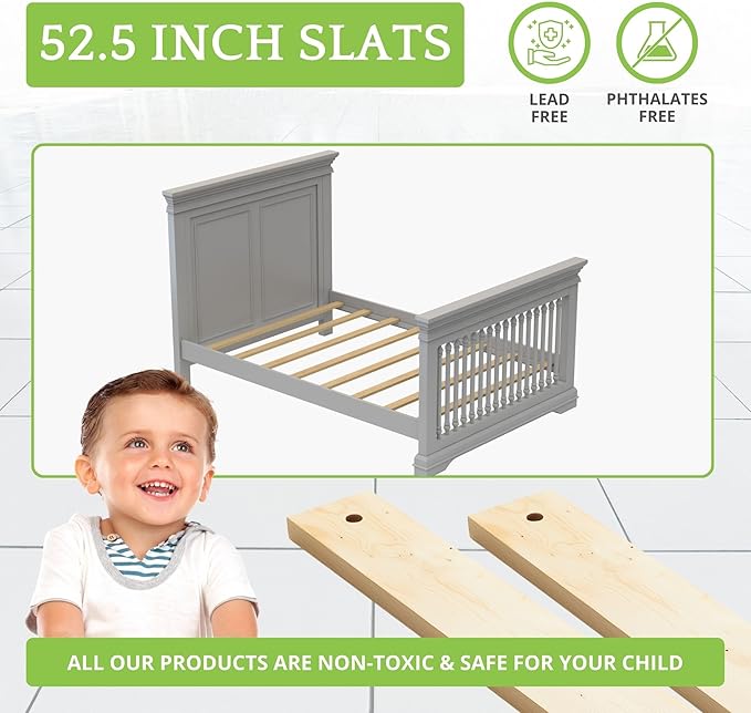 CC KITS Bed Slats for Twin, Full, Queen & King Sizes - Bed Slat Under Mattress Support - Bunkie Board - Box Spring & Mattress Platform Foundation Replacement - Set of 8 Slats (Full - 52.5")