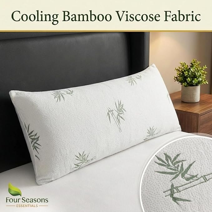 Four Seasons Essentials Body Size Waterproof Pillow Protector (Set of 1) - Natural Viscose derived from Bamboo Pillow Covers - Hypoallergenic Dust Proof Zippered Encasements for 20" x 54" Pillows