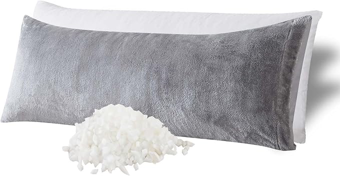 WhatsBedding Memory Foam Body Pillow with Plush Fuzzy Cover, Full Body Pillow for Adults, Long Pillow for Sleeping, Soft Fluffy Supportive