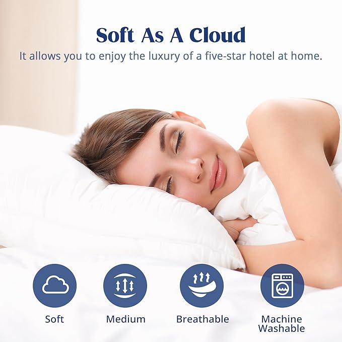 puredown® Goose Feather Down Pillows King Size Set of 2, Fluffy Luxury Hotel Collection Bed Pillow for Back, Stomach or Side Sleeper