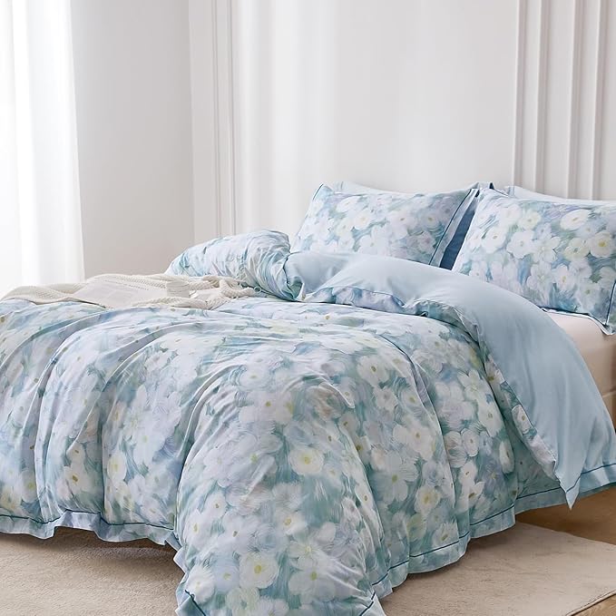 OAITE Duvet Cover Set Twin Size Oil Painting Pattern Ultra Soft 100% Cotton Duvet Cover Sets 3-PC, Breathable Duvet Cover with Zipper Closure & Corner Ties