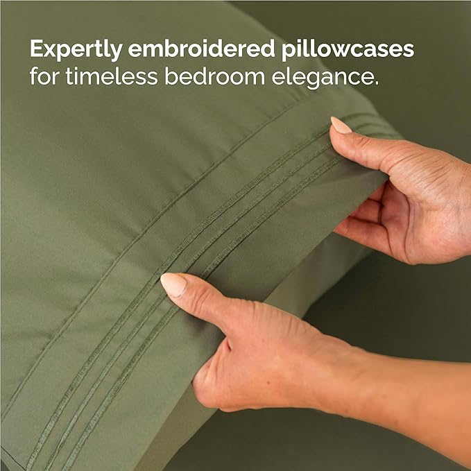 Full Size 4 Piece Sheet Set - Comfy Breathable & Cooling Sheets - Hotel Luxury Bed Sheets for Women and Men - Deep Pockets, Easy-Fit, Soft and Wrinkle Free Sheets - Sage Green Oeko-Tex Bed Sheet Set