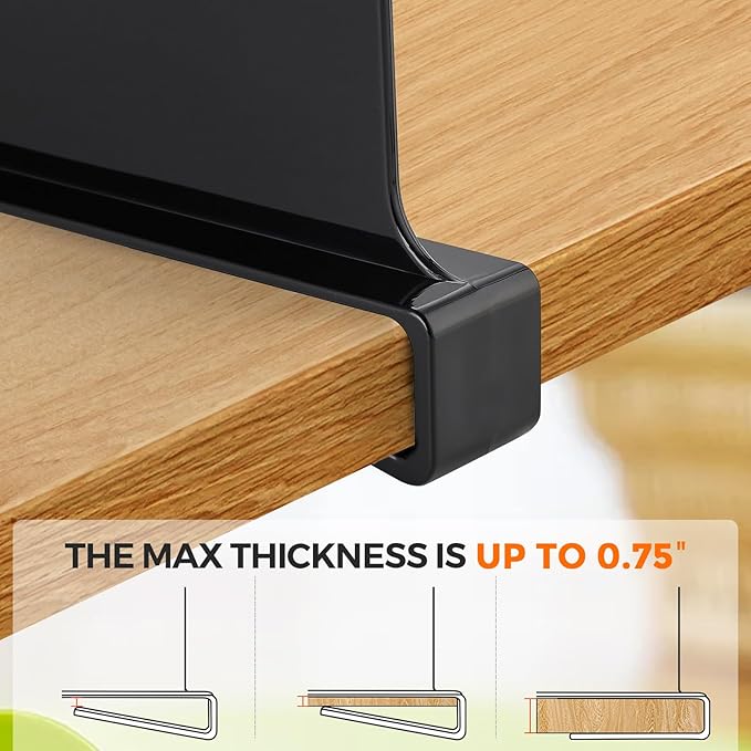 JOY DECOR 12 Pack Acrylic Matte Black Shelf Dividers for Closets Organizer and Storage Adjustable Vertical Wood Shelf Closet Separators for Clothes,Book,Bags in Bedroom and Kitchen