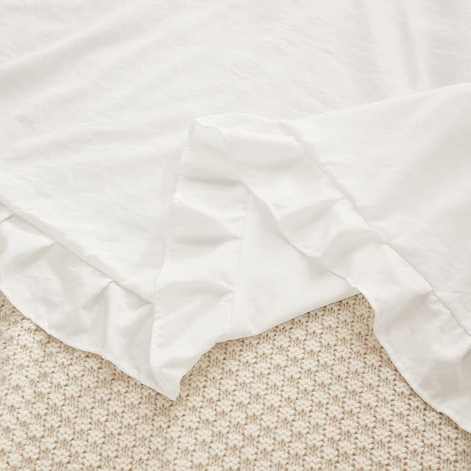 Boho White Body Pillowcase 20x54in - Ruffled Fringe Decor Sham