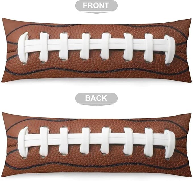American Football Body Pillow Cover - Rugby Leather Lace Fun Traditional Sport Ball Long Pillow Case with Zipper Decorative Soft Bedding Pillowcase Rectangle Cushion Case for Bedroom, Sofa, 20"x54"
