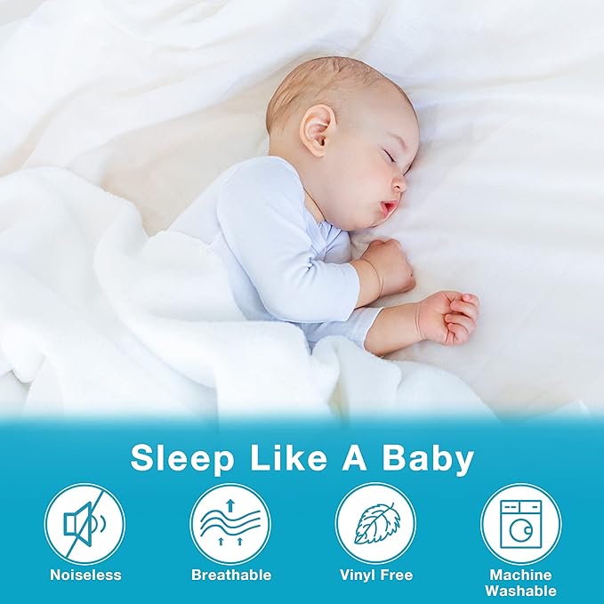 Waterproof Split California King Mattress Protector for Adjustable Beds, Breathable Noiseless Split Cal King Mattress Pad Cover, 6-18 Inches Deep Pocket, White