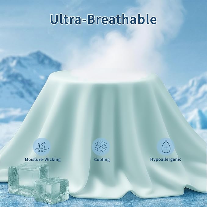 Premium Cooling Pillowcases King Size Set of 2 for Hot Sleeper & Night Sweats Beauty Sleep Reduces Wrinkles & Frizz Softer Than Silk Pillow Cover Oeko-TEX Certified Mint Green Breathable