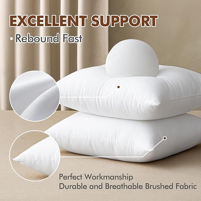 MIULEE 28x28 Inch Throw Pillow Insert Premium Throw Pillow Polyester Microfiber Stuffer Pillow for Sofa Bed Couch