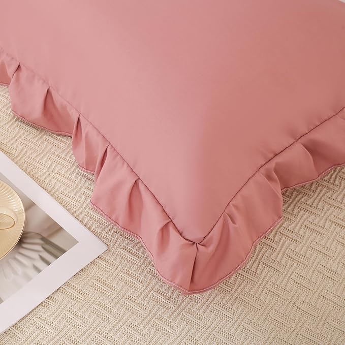 Merryword Pink Mocha Body Pillow Cover 20x54inches Long Pillowcase Ruffled Pillowcases Shabby Chic Ruffled Fringe Decor Body Ruffled Pillow Sham Cute Pillowcase (1 Body, Pink Mocha)