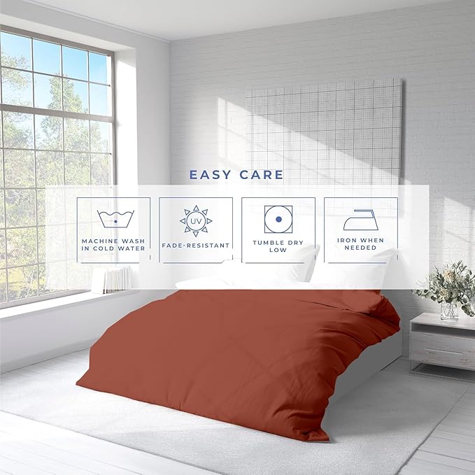 Kotton Culture 1 Pc 120" x 98" Duvet Cover Oversized King 100% Egyptian Cotton - 600 Thread Count Comforter Cover, Zipper Closure & Corner Ties - Fits Large King Inserts - Burnt Orange