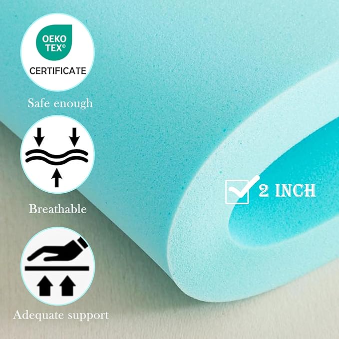 WhatsBedding Queen Size Dual Layer 4 Inch Memory Foam Mattress Topper,2 Inch Gel Memory Foam and 2 Inch Pillow Top Mattress Pad Cover