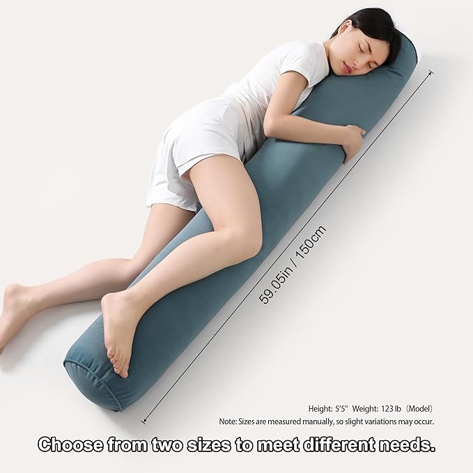 Body Pillow for Adults,Long Round Pillow,Big Cylindrical Pillow,Large Full Bolster Pillows for Side Sleepers (Slate Blue, 59"*7.87")