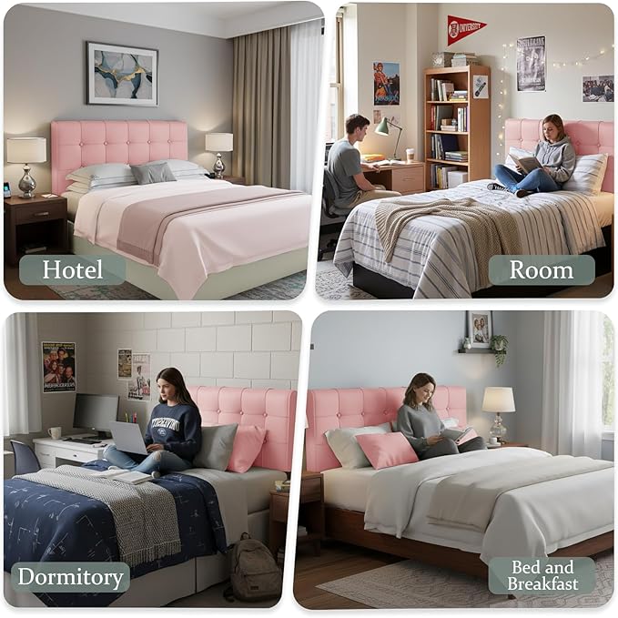 Pink Queen Size Headboard Pillow Upholstered Wedge Backrest Cushion For Dorm Bed Twin XL Daybed Or Couch Removable Cover Reading Pillow Lumbar Support Decorative Pillow College Dorm Essentials Bedroom