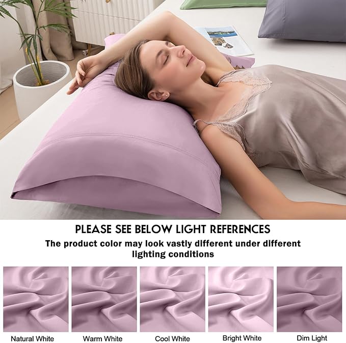 Pillowcases Queen Size 2 Pack, Cooling Viscose from Bamboo Pillow Cases with Envelope Closure, Cool & Breathable Pillow Cover for Hot Sleepers and Night Sweats, 20" x 30"