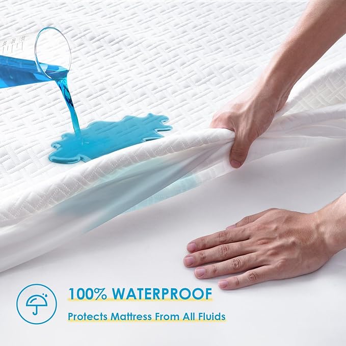 Cozymaker TwinXL Size 100% Waterproof Mattress Protector, Cooling Mattress Cover Fitted 8-21" Deep Pocket, 3D Air Fabric Soft Breathable Bed Mattress Pad Cover Noiseless Washable