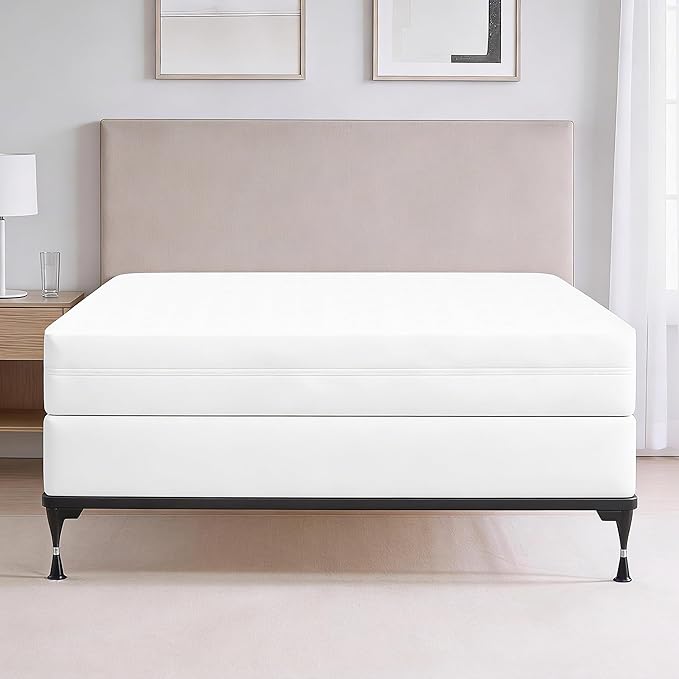 All-in-One Mattress Protector, Zippered Encasement, Water & Stain Resistant, Triple Seal Protection, Twin, White